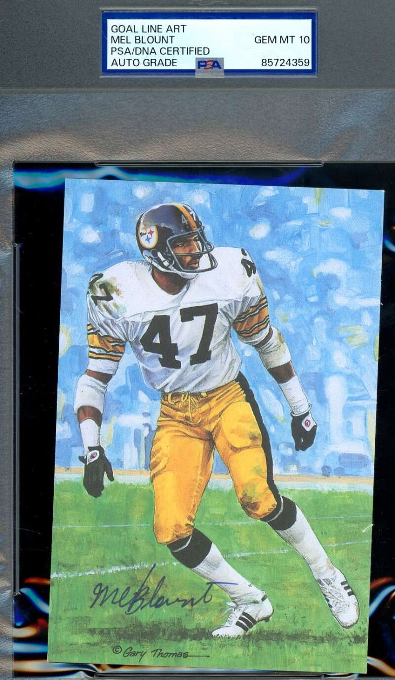 Mel Blount Gem Mint 10 PSA DNA Signed Goal Line Art Card GLAC Autograph