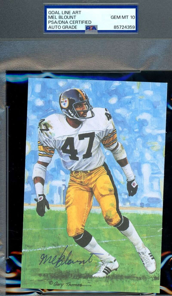 Mel Blount Gem Mint 10 PSA DNA Signed Goal Line Art Card GLAC Autograph