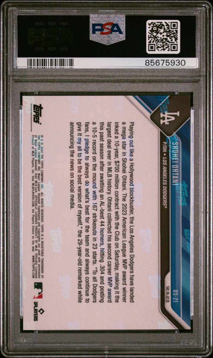 Graded 2023 Topps Now Shohei Ohtani #OS21 Offseason Card PSA 10 Gem