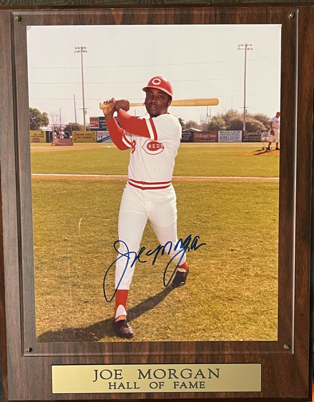 Joe Morgan signed Cincinnati Reds Hall of Fame 8x10 Photo on Plaque (10x13)