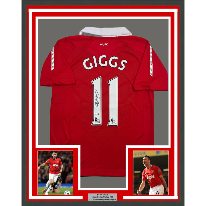 Framed Autographed/Signed Ryan Giggs 35x39 Manchester United Red Jersey BAS COA