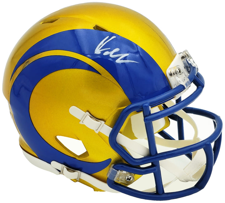 Kyren Williams Signed Rams Flash Yellow Speed Mini Helmet Beckett Witness