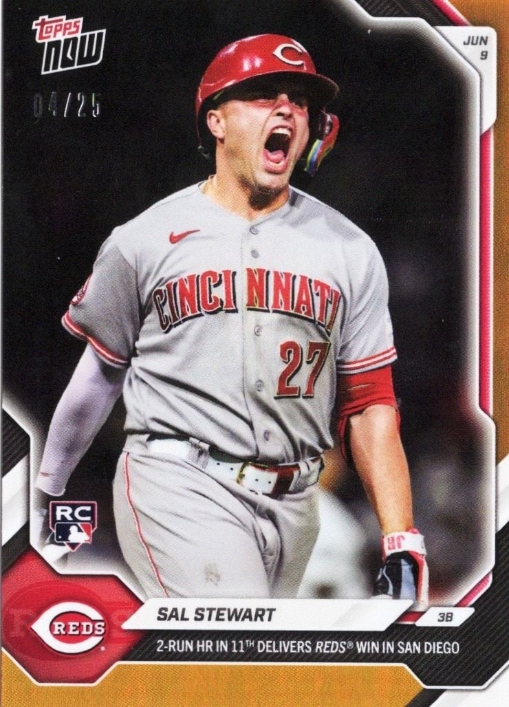 2026 Topps Now Sal Stewart #309 Orange Foil /25 Rookie RC Baseball Card