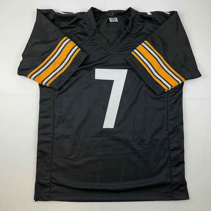 Facsimile Autographed Ben Roethlisberger Pittsburgh Black Jersey Size Men's XL