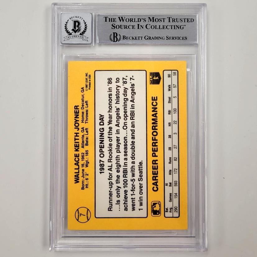 Wally Joyner signed 1987 Donruss Opening Day #7 RC rookie card BAS BGS 10 auto