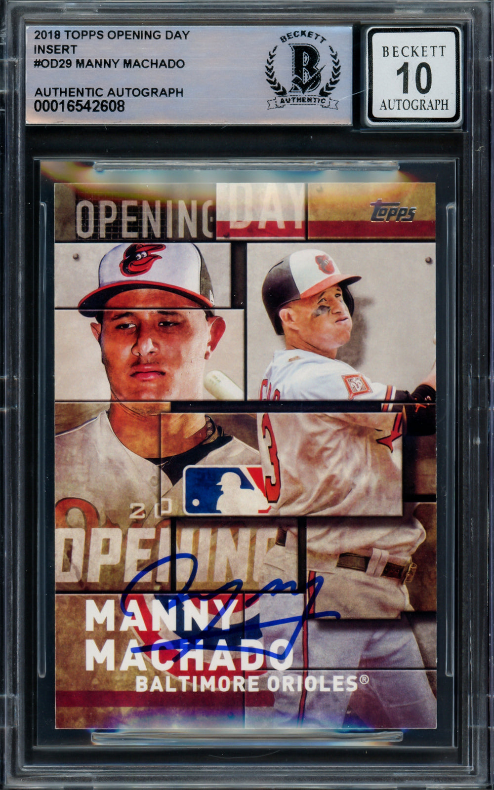 Manny Machado Signed 2018 Topps Opening Day Card OD-29 Orioles Sig 10 Beckett