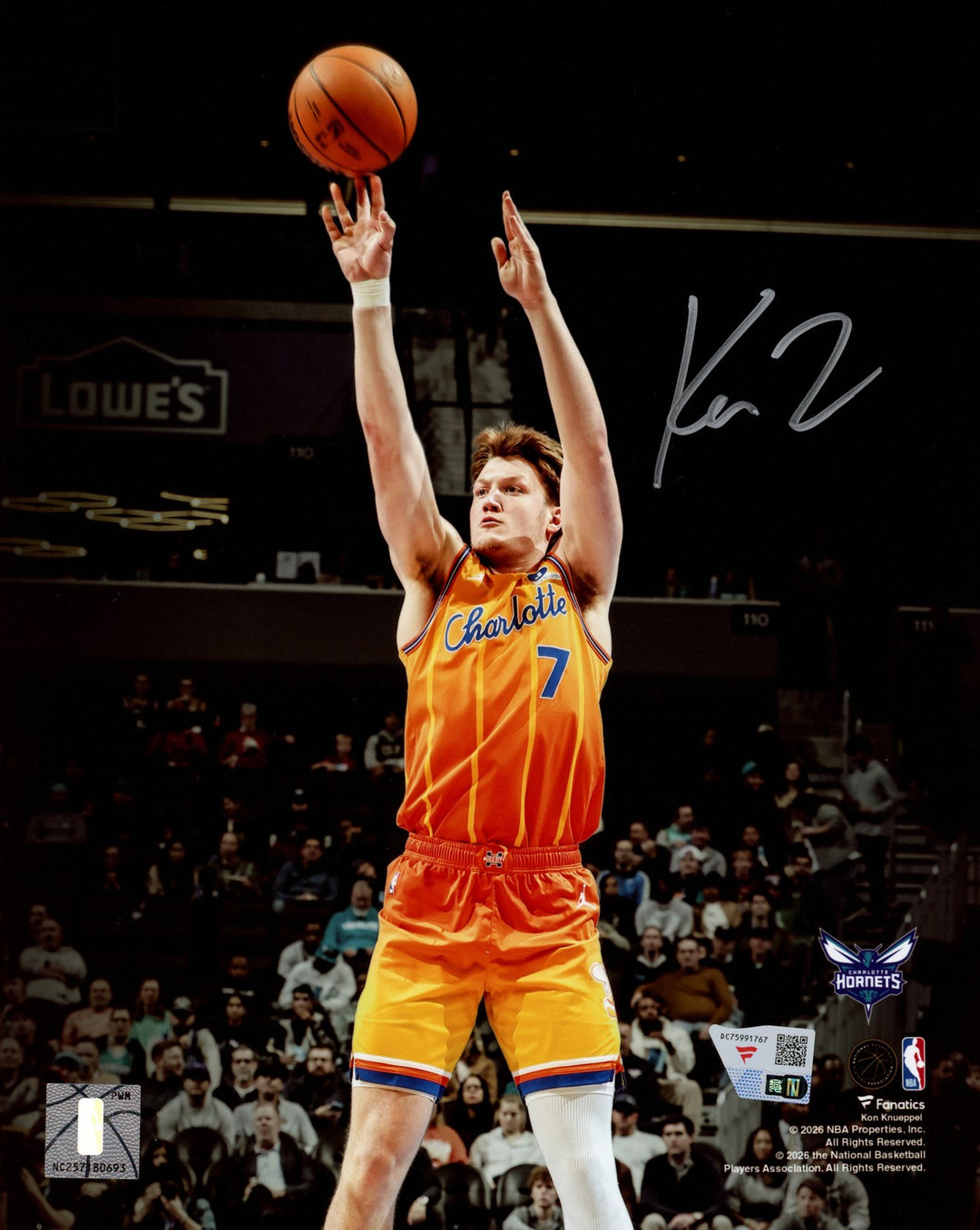 Kon Knueppel Signed 8x10 Photo Charlotte Hornets Fanatics Holo