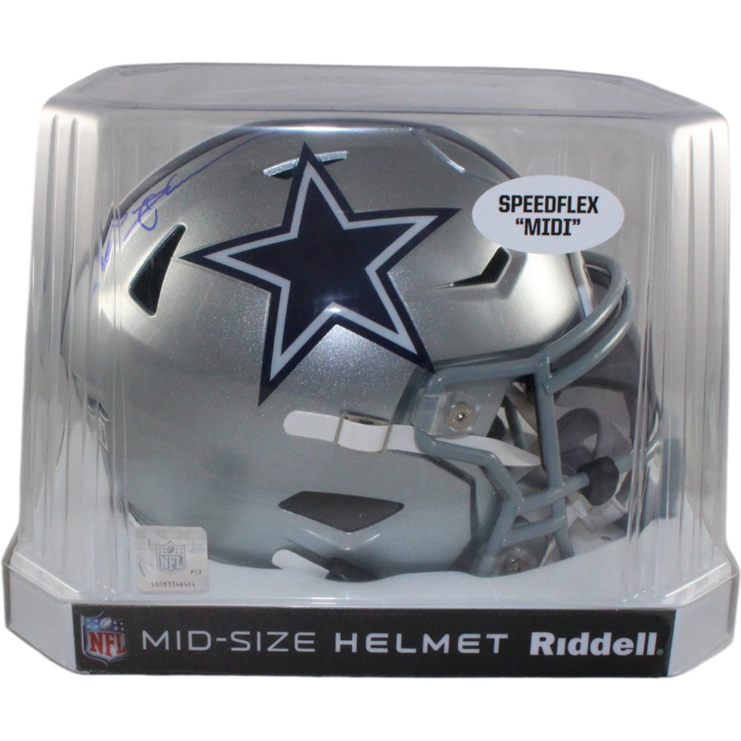 Deion Sanders Autographed Dallas Cowboys Mid-Size Midi Helmet Beckett WIT 55225