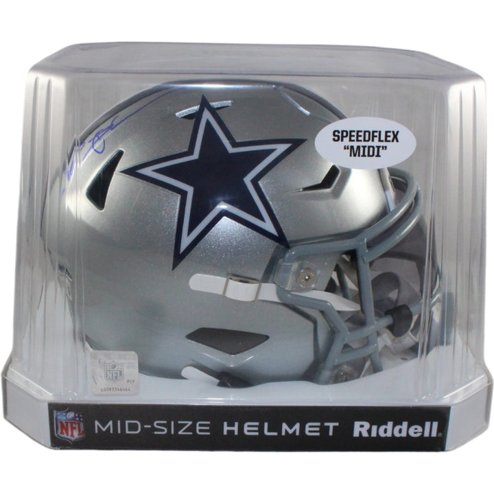 Deion Sanders Autographed Dallas Cowboys Mid-Size Midi Helmet Beckett WIT 55225