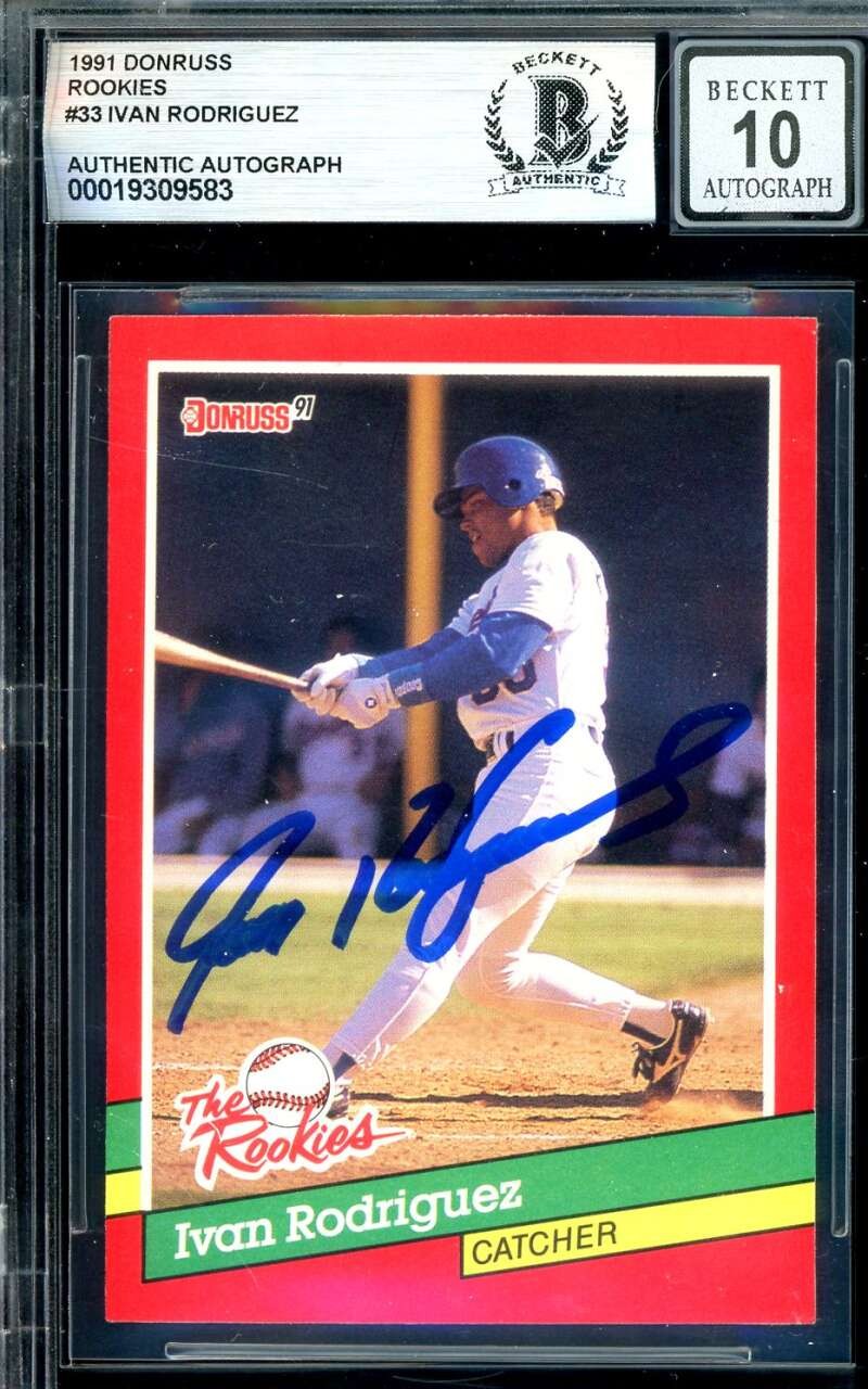 Ivan Rodriguez Gem Mint 10 Beckett BAS Signed 1991 Donruss Rookies Autograph