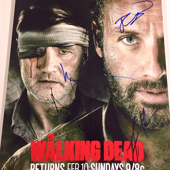 THE WALKING DEAD x4 Cast Signed 12x18 Photo * Beckett BAS COA ~Lincoln & Reedus