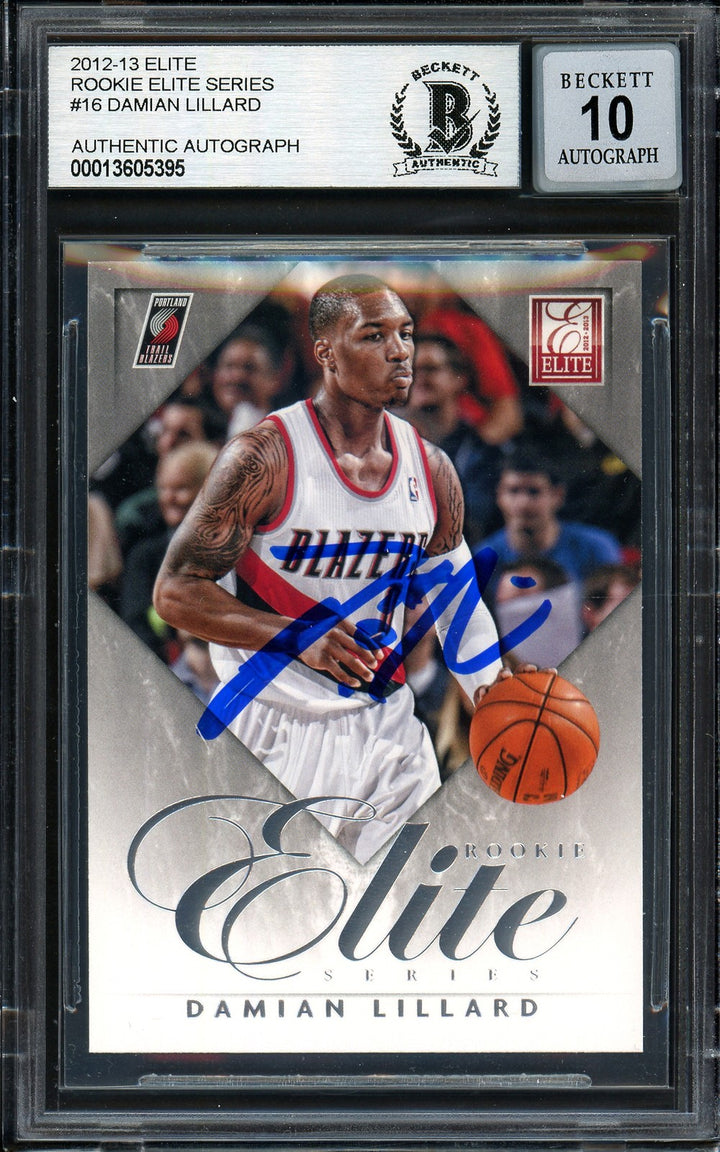 Damian Lillard Auto 2012-13 Panini Elite RC 16 Trail Blazers Auto GM 10 Beckett