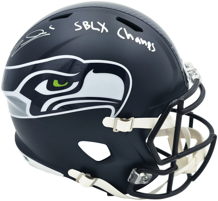 Zach Charbonnet Signed Seahawks Blue Full Size Speed Replica Helmet MCS Holo