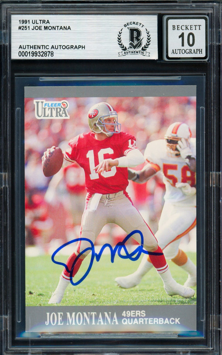 Joe Montana Signed 1991 Fleer Ultra Card 251 49ers Auto GM 10 Beckett
