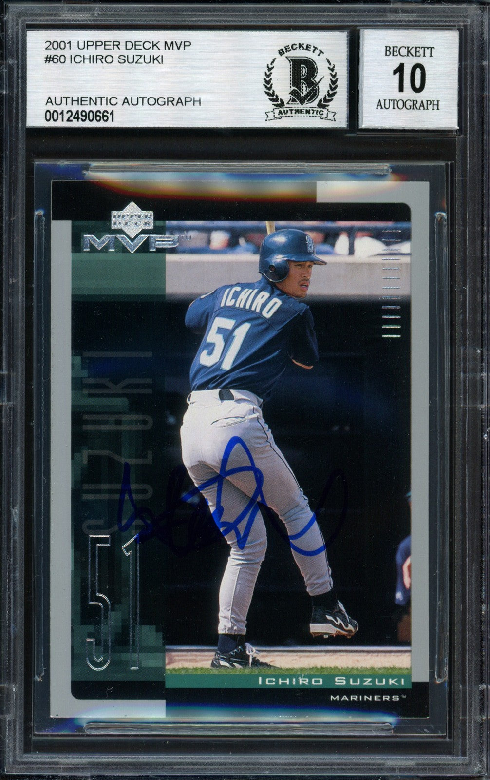 Ichiro Suzuki Signed 2001 Upper Deck MVP RC 60 Seattle Mariners Auto 10 Beckett