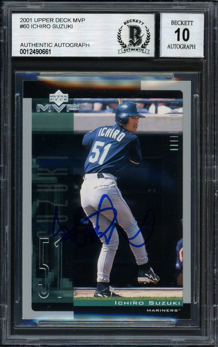 Ichiro Suzuki Signed 2001 Upper Deck MVP RC 60 Seattle Mariners Auto 10 Beckett