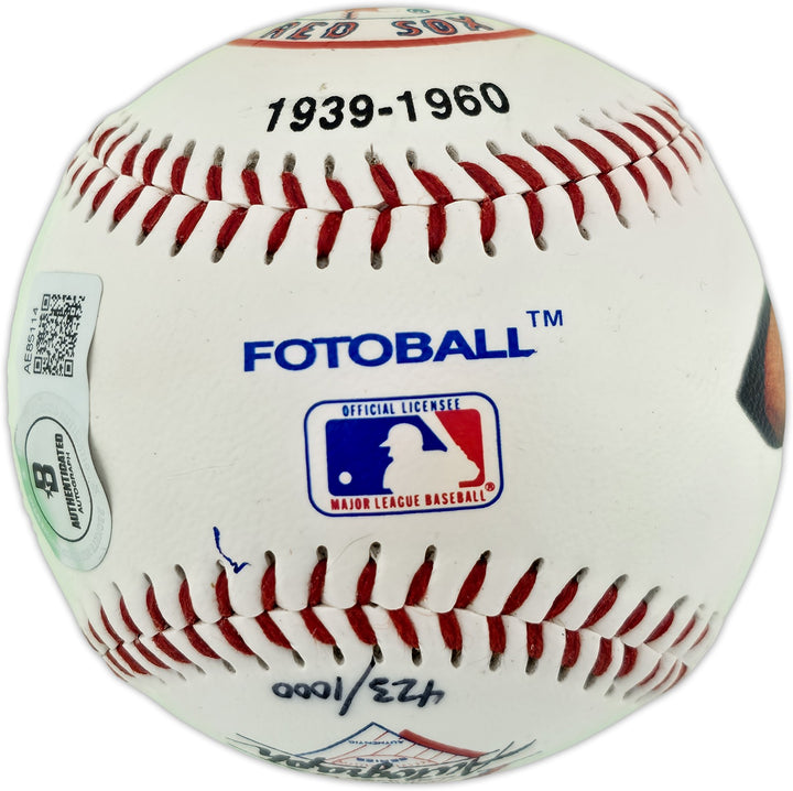 Ted Williams Signed Official Fotoball Baseball Boston Red Sox Beckett #AE85114
