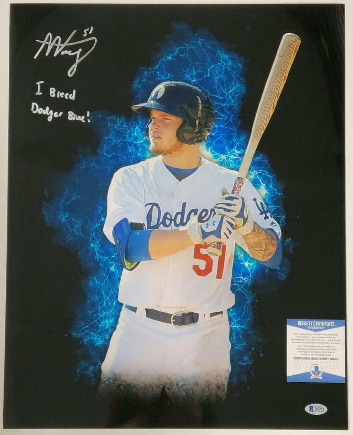 Alex Verdugo signed 16x20 Photo Dodgers "I Bleed Dodger Blue" ~ BAS Witness COA