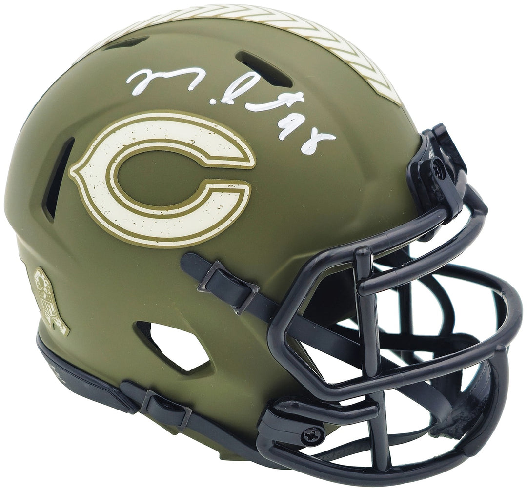 Montez Sweat Signed Bears Army Green Salute to Service Speed Mini Helmet JSA