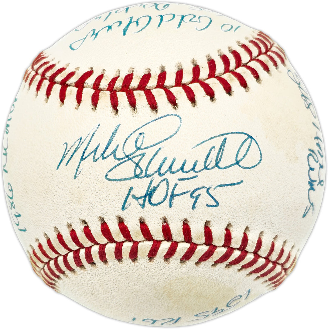 Mike Schmidt Signed NL Baseball Phillies Statball 16 Stats Beckett #BN14989