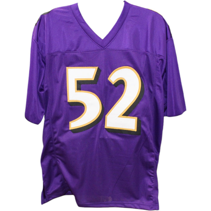 Ray Lewis Autographed/Signed Pro Style Purple Jersey Beckett 43969