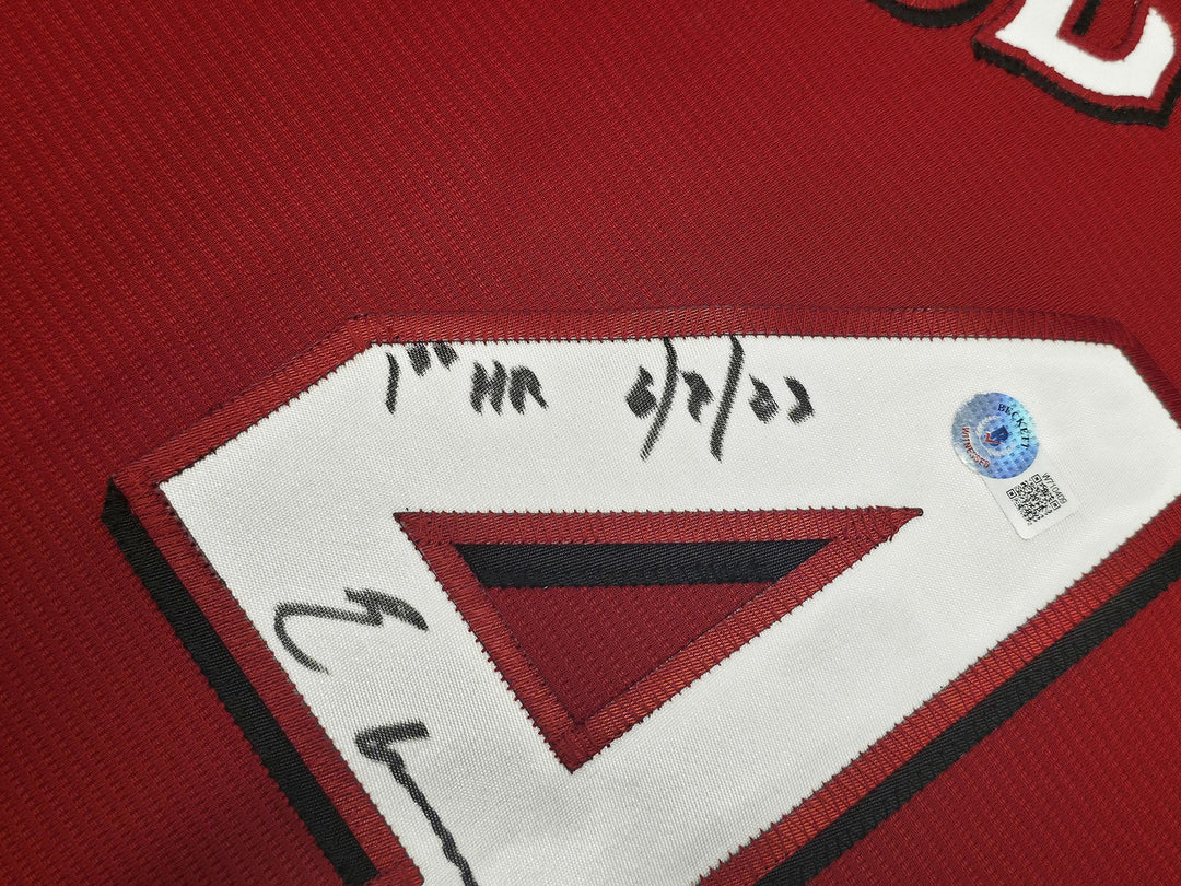 Reds Elly De La Cruz Signed Red Nike Jersey Size L "1st HR 6/8/23" Beckett Wit