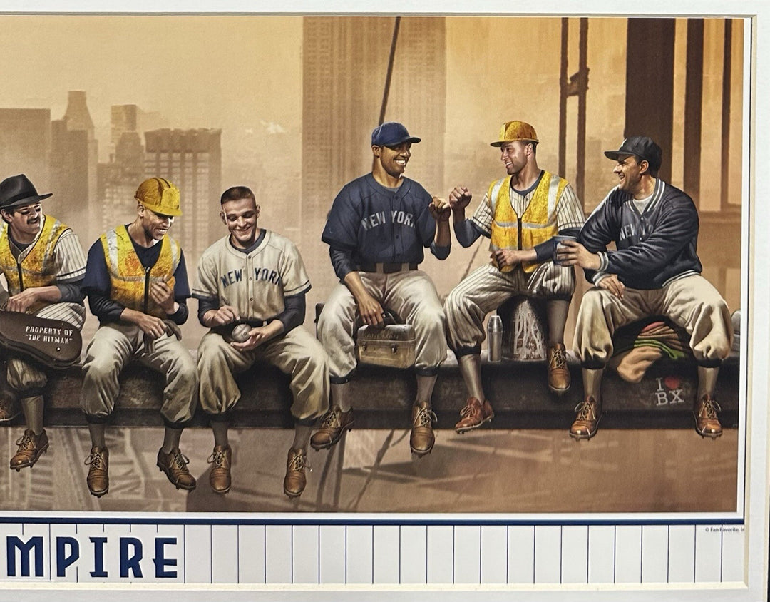 Yankees Lunch Atop Empire 24x8 Framed Litho Photo Jeter Mickey Mantle Babe Ruth