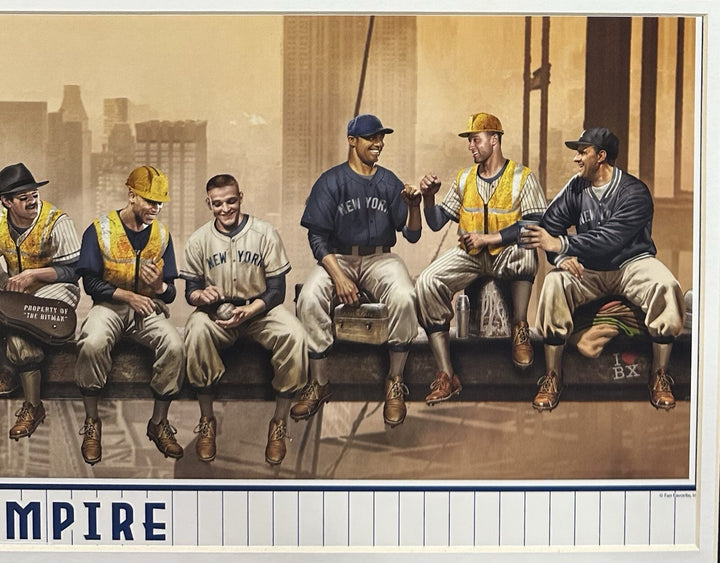 Yankees Lunch Atop Empire 24x8 Framed Litho Photo Jeter Mickey Mantle Babe Ruth
