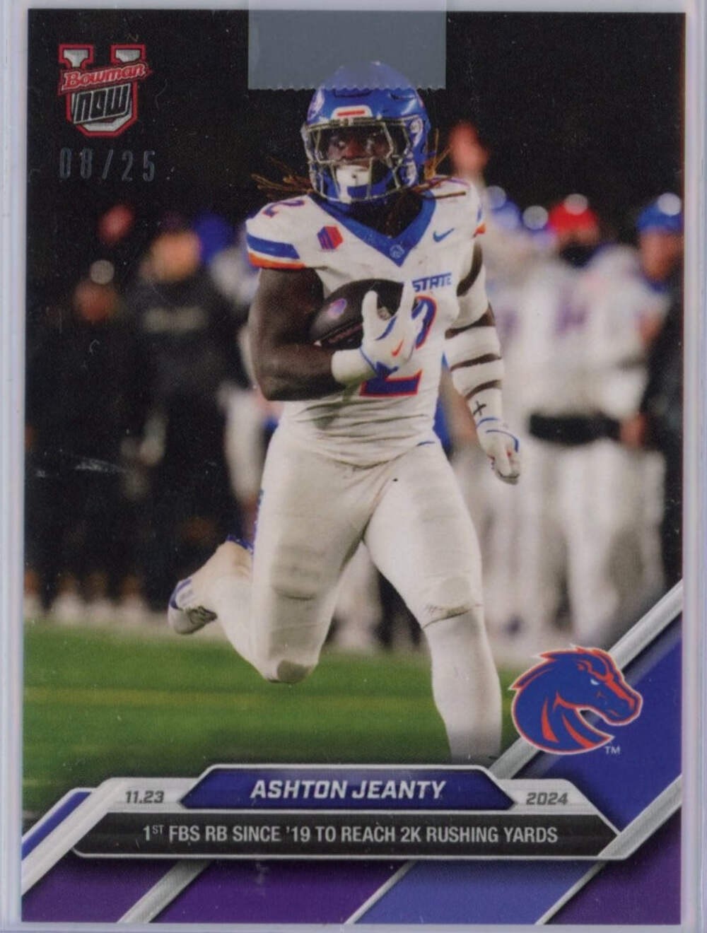 2024 Bowman U Now Ashton Jeanty #48 Purple /25 Boise State Broncos Football Card