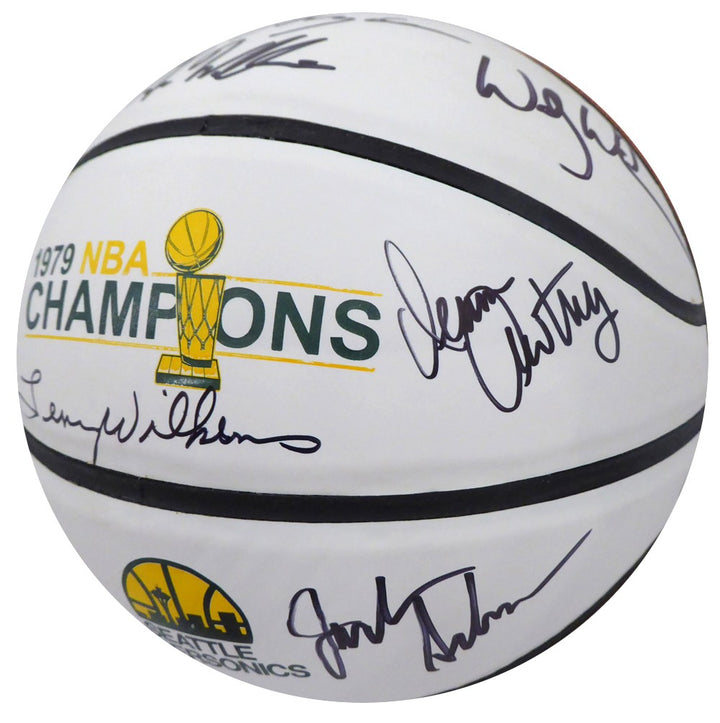 1978-79 NBA Champs Sonics Multi Auto Basketball 9 Sig Fred Brown Lenny Wilkens