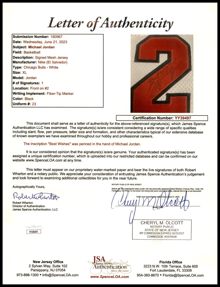 Michael Jordan Autographed Framed Nike Jersey Bulls Best Wishes JSA YY39497