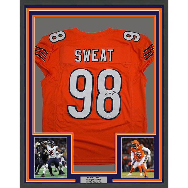 Framed Autographed Montez Sweat 35x39 Chicago Orange Pro Cut Jersey JSA COA