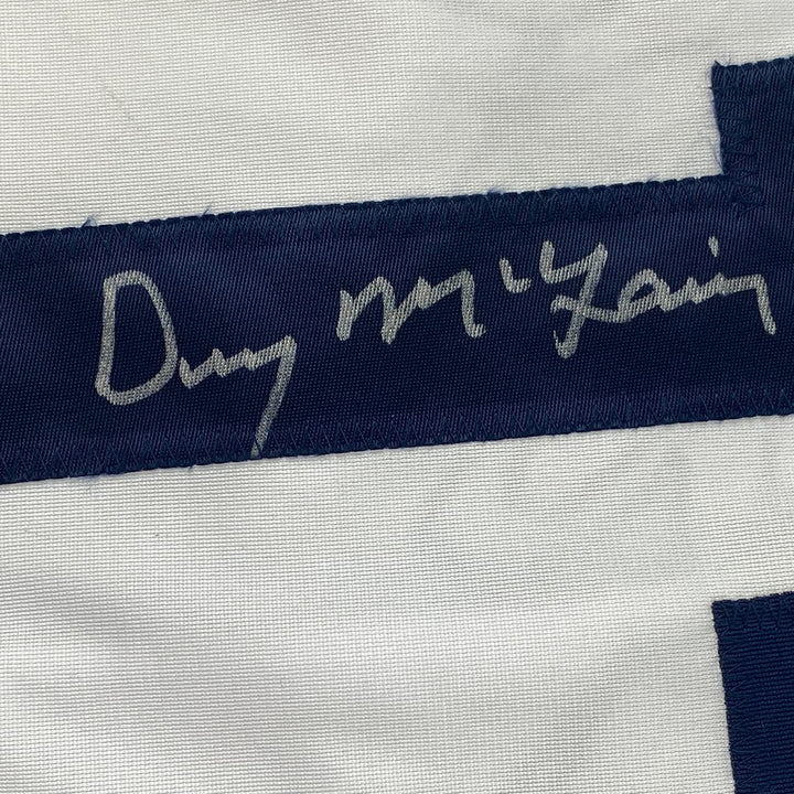 FRAMED Autographed/Signed DENNY MCLAIN 33x42 Detroit White Jersey JSA COA