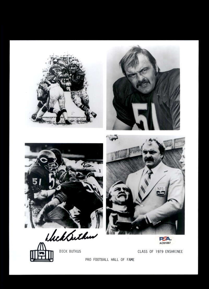 Dick Butkus PSA DNA Autograph 8x10 Photo Bears Signed