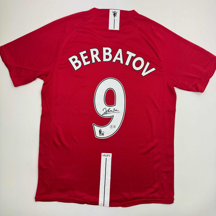 Autographed/Signed DImitar Berbatov Manchester United Red Jersey Beckett BAS COA