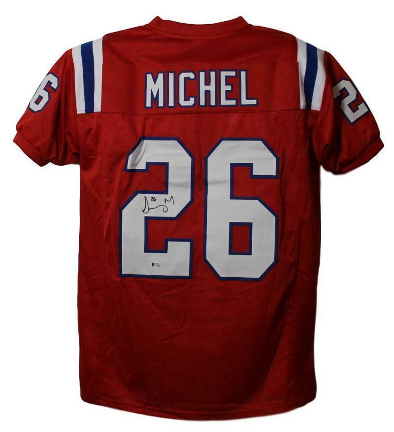 Sony Michel Autographed/Signed Pro Style Red XL Jersey BAS 22632