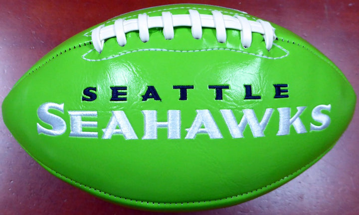 Russell Wilson Signed Green Logo Football Seattle Seahawks RW Holo