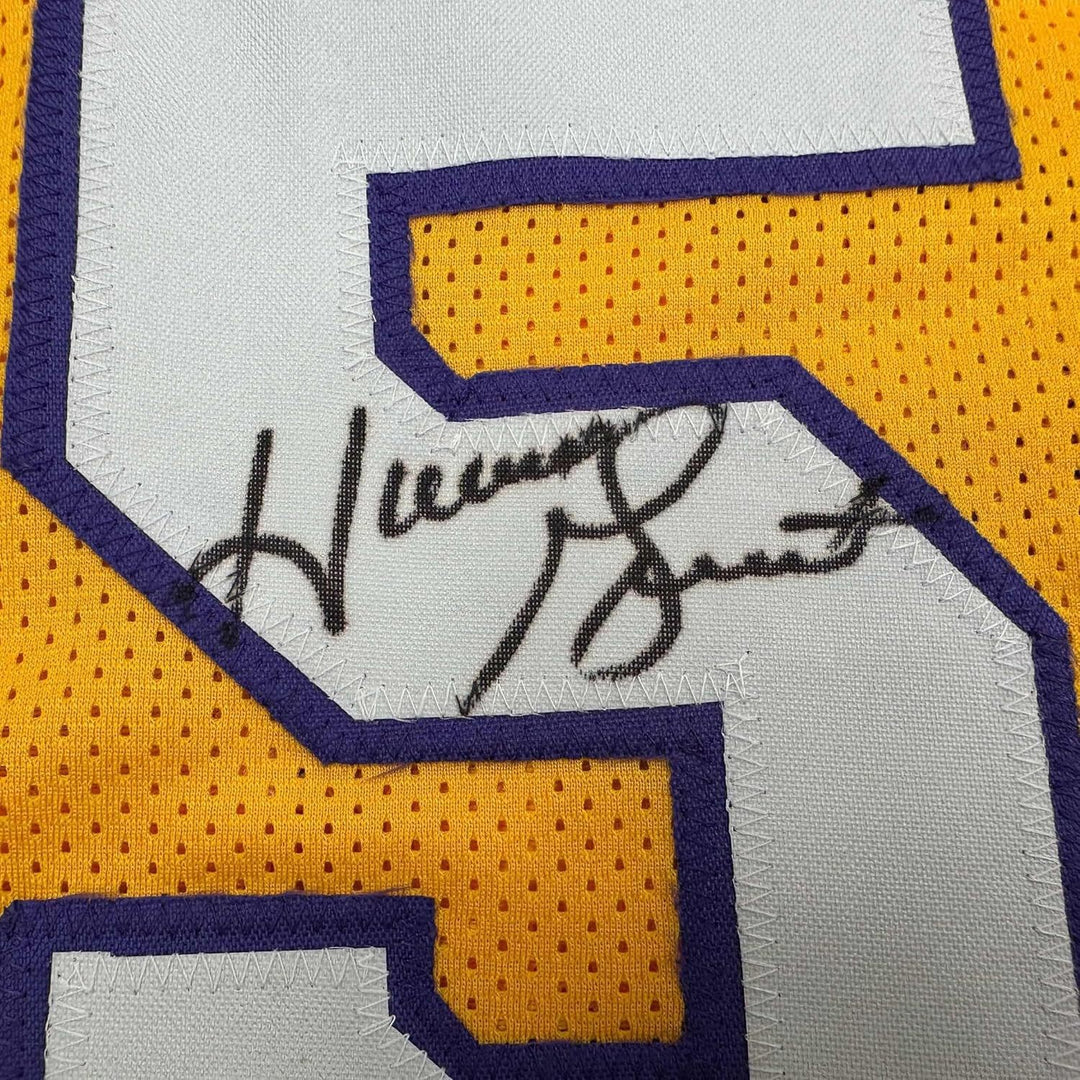 Framed Autographed/Signed Horace Grant 35x39 Los Angeles Yellow Jersey JSA COA