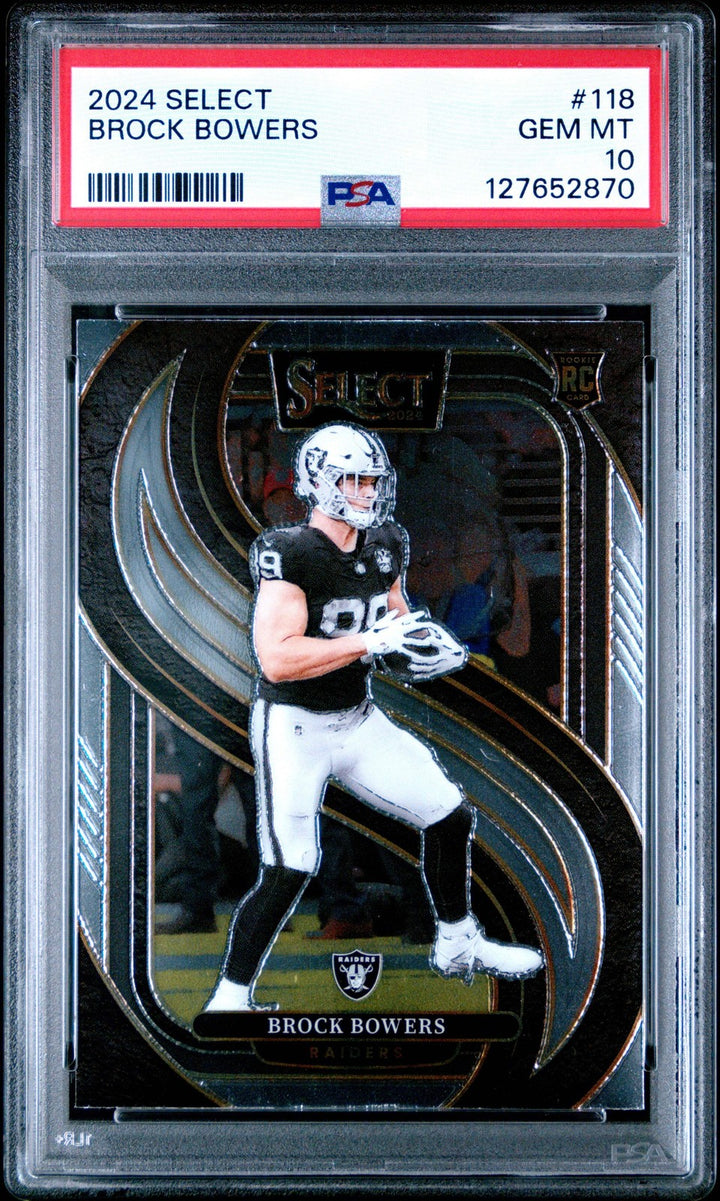Graded 2024 Panini Select Brock Bowers #118 Rookie RC Card PSA 10 Gem Mint