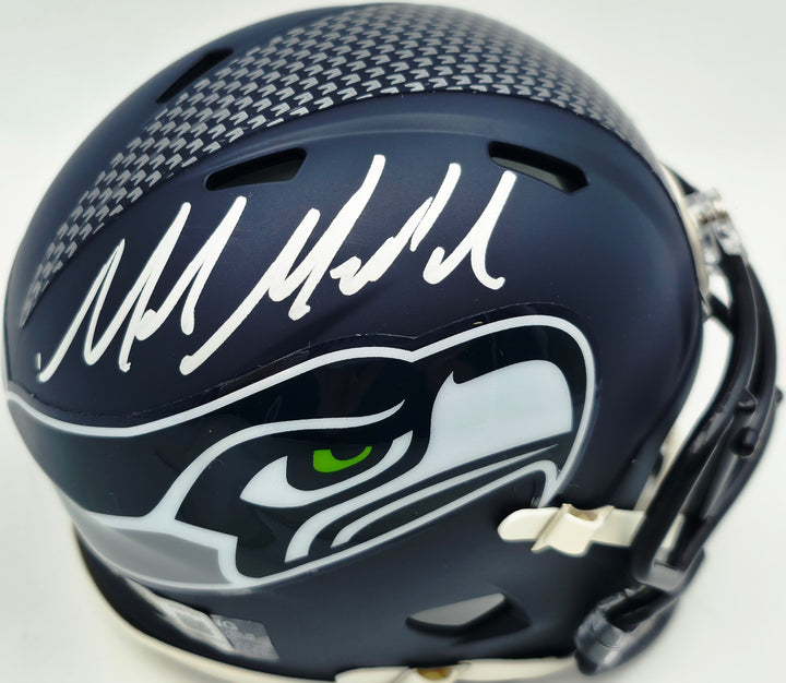 Mike Macdonald Signed Seahawks Blue Speed Mini Helmet Beckett Witness