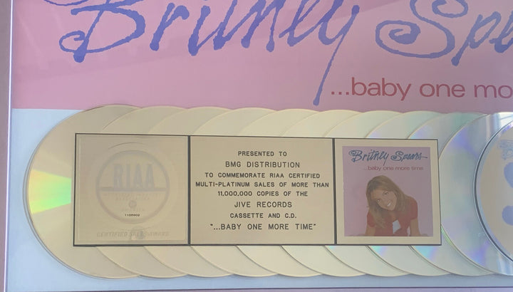 Britney Spears Original RIAA Multi Platinum Award Baby One More Time Jive Framed