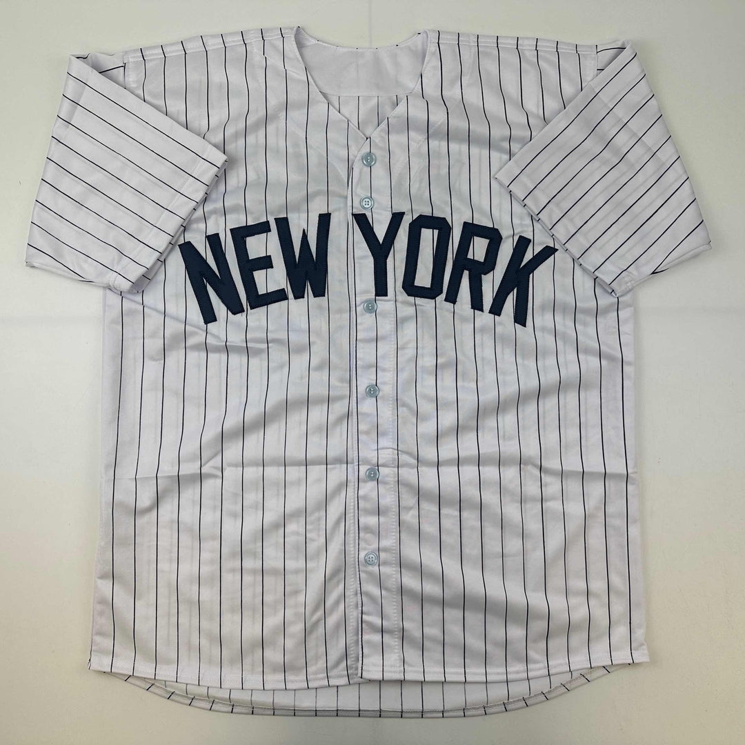 Facsimile Autographed Mickey Mantle New York Pinstripe Reprint Auto Jersey XL