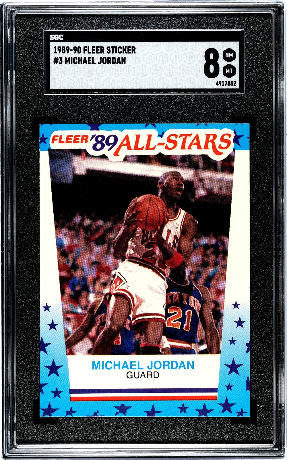 Michael Jordan 1989-90 Fleer All-Star Sticker/Card #3- SGC Graded 8 NM-MT