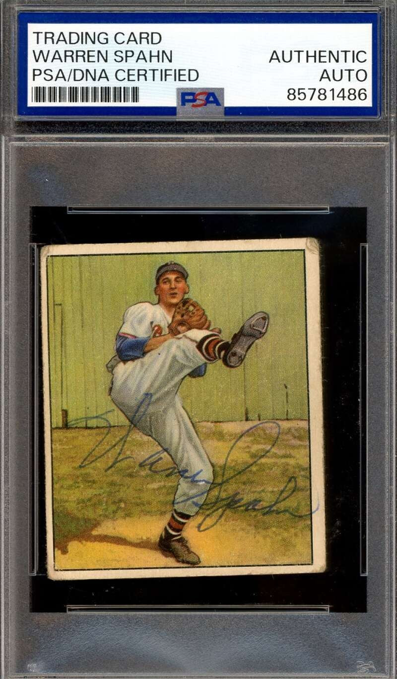 Warren Spahn PSA DNA Vintage Signed 1950 Bowman Autograph