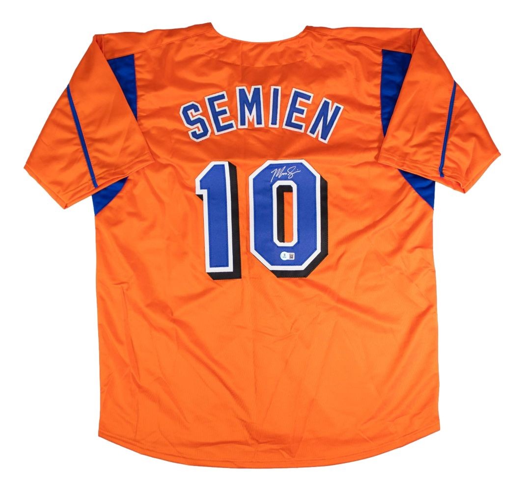Marcus Semien New York Signed Orange Baseball Jersey BAS