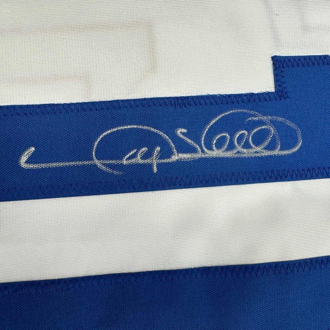 Autographed/Signed Gary Sheffield Los Angeles White Baseball Jersey PSA/DNA COA