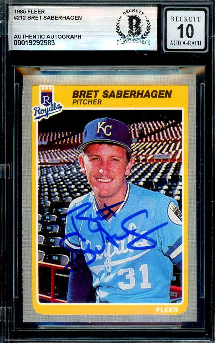 Bret Saberhagen Gem Mint 10 Beckett BAS Signed 1985 Fleer Rookie Autograph