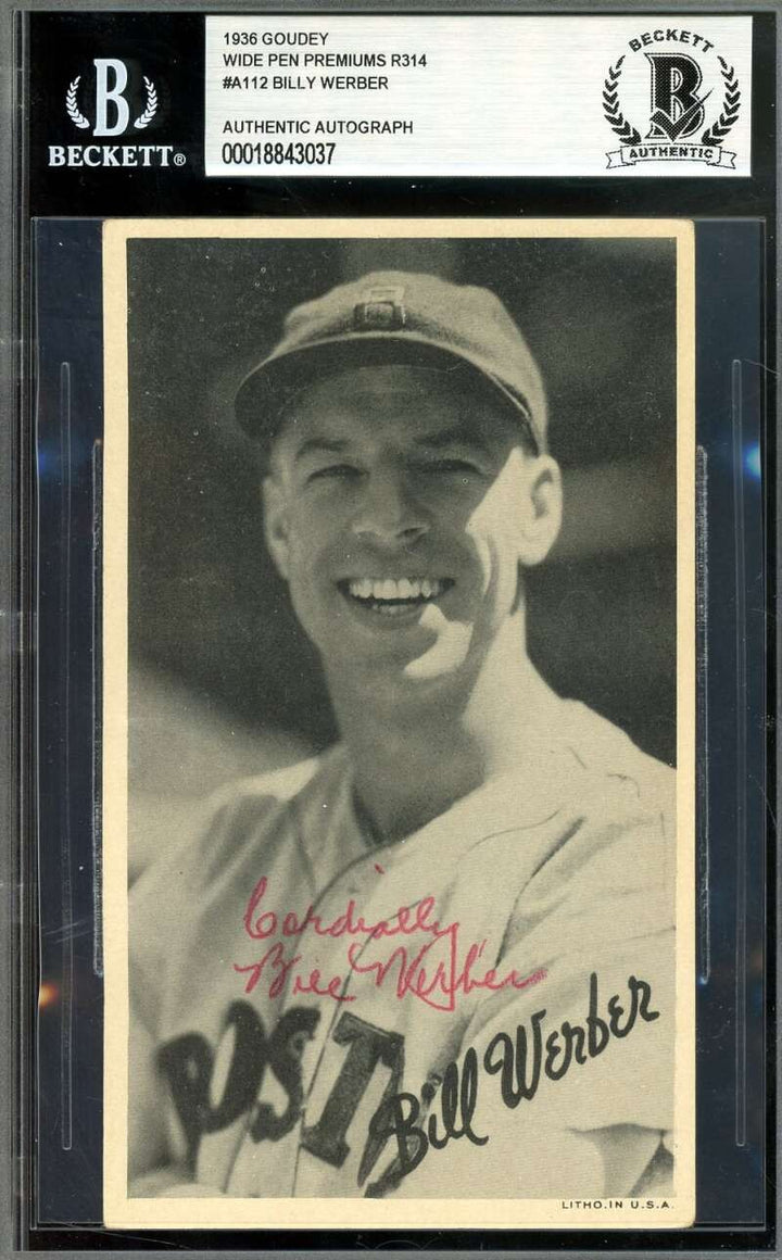 Billy Werber Beckett BAS Signed 1936 Goudey Wide Pen Premiums R314 Autograph