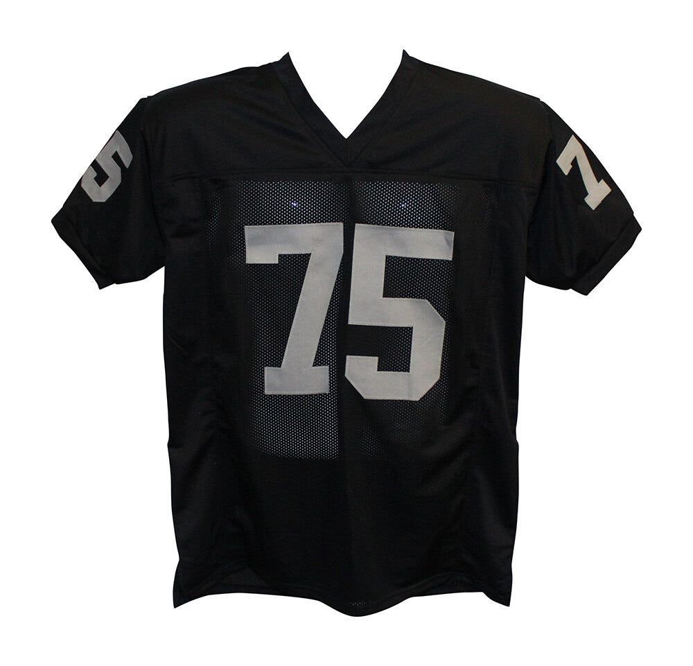 Howie Long Autographed/Signed Pro Style Black XL Jersey HOF BAS 30408