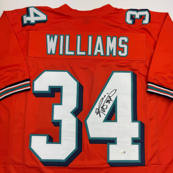 Autographed/Signed RICKY WILLIAMS Miami Orange Football Jersey JSA COA Auto